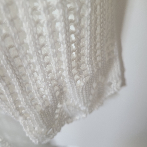 TRIBE Open Knit Crochet White Beach Cover Up Size Small - Picture 3 of 4